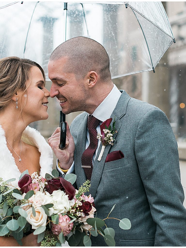 Snowy Downtown Asheville Wedding